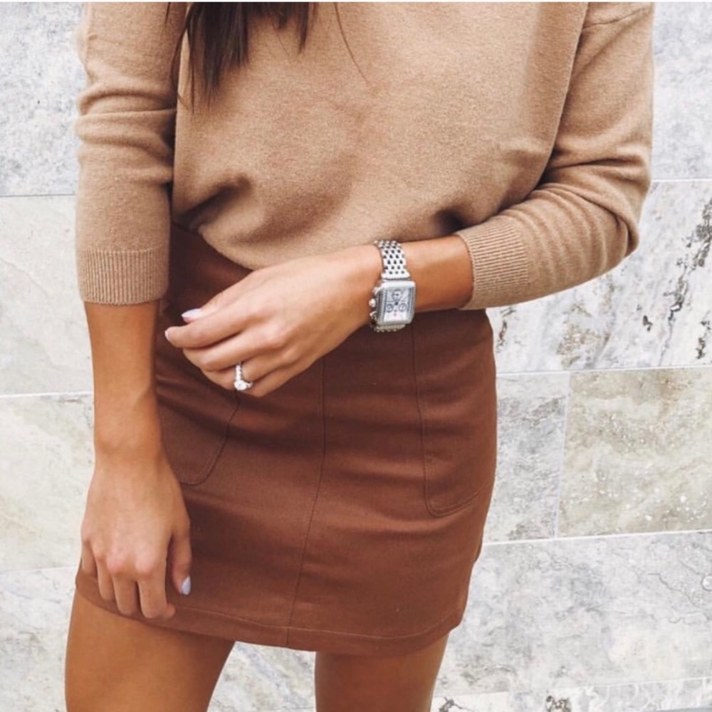 Brown Faux Leather Skirt